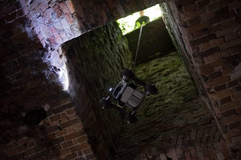 Leo Rover rappeled down into sewage